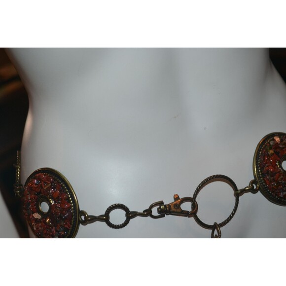 Vintage Metal Steampunk Victorian Gypsy Renaissance Swing Chain Stones - Picture 3 of 4